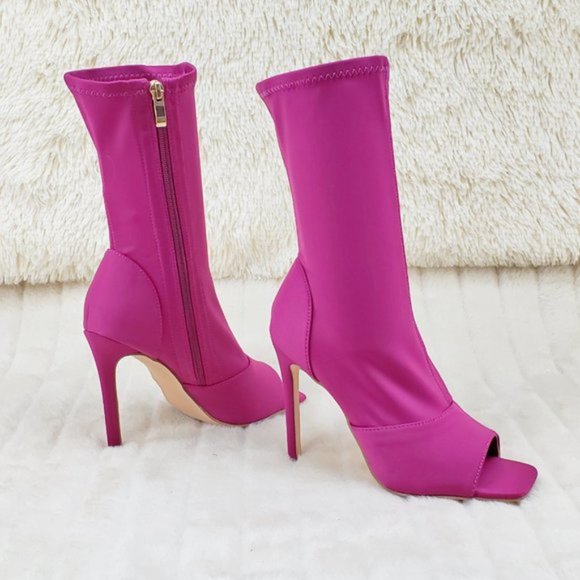 Fuchsia Heeled Boots - Picture 1 of 12